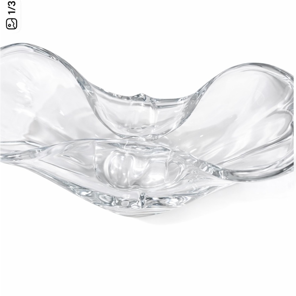 LARGE MID-CENTURY MODERN CRYSTAL GLASS CENTERPIECE CONSOLE BOWL